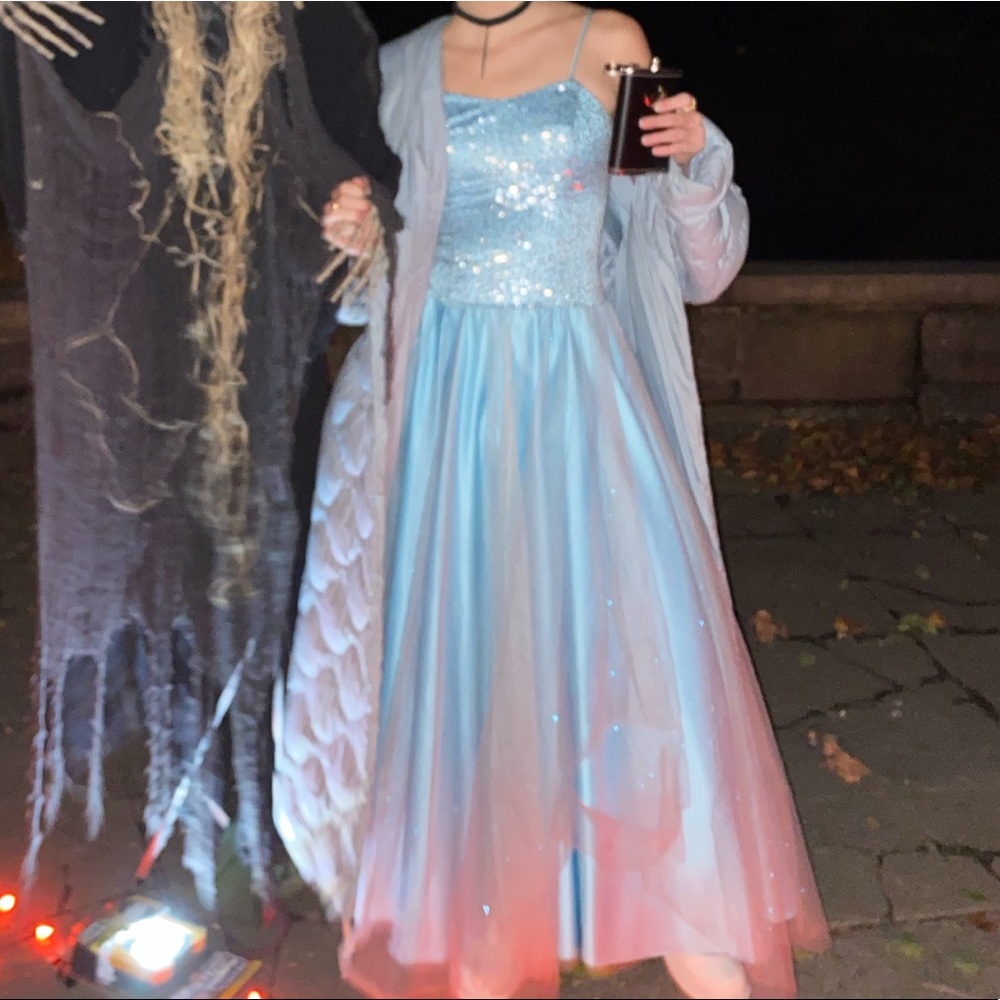 Vintage blue Cinderella prom dress sequins